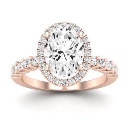 Sweet Pea Moissanite Matching Band Only ( Engagement Ring Not Included) For Ring With Oval Center rosegold