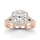 Moonflower Moissanite Matching Band Only ( Engagement Ring Not Included) For Ring With Cushion Center rosegold