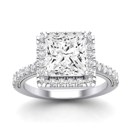 Florizel Moissanite Matching Band Only (does Not Include Engagement Ring) For Ring With Princess Center whitegold