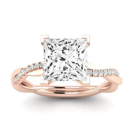 Iris Moissanite Matching Band Only (does Not Include Engagement Ring) For Ring With Princess Center rosegold