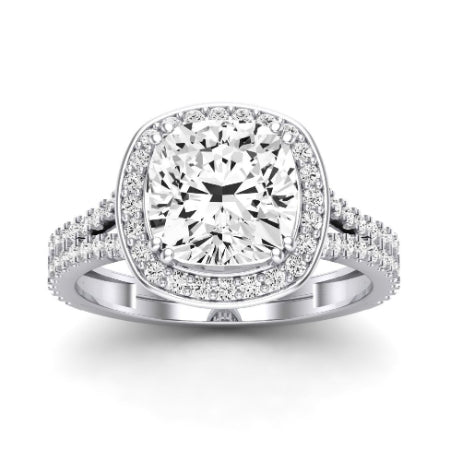 Tea Rose Moissanite Matching Band Only (does Not Include Engagement Ring) For Ring With Cushion Center whitegold
