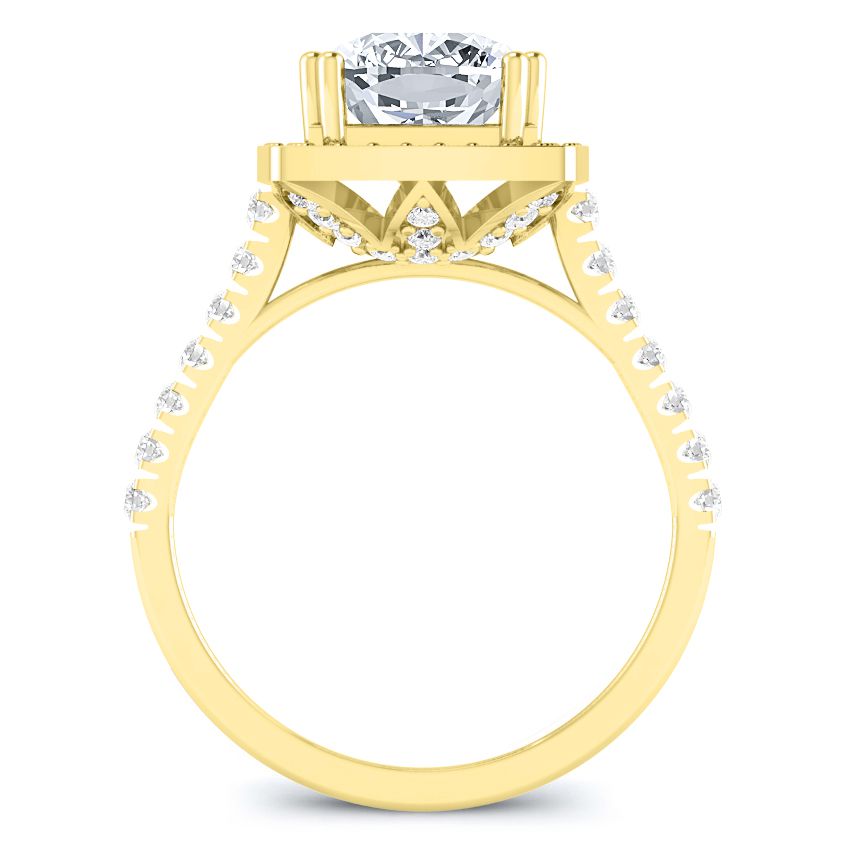 Aster Moissanite Matching Band Only (engagement Ring Not Included) For Ring With Cushion Center yellowgold