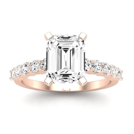 Magnolia Moissanite Matching Band Only ( Engagement Ring Not Included) For Ring With Emerald Center rosegold