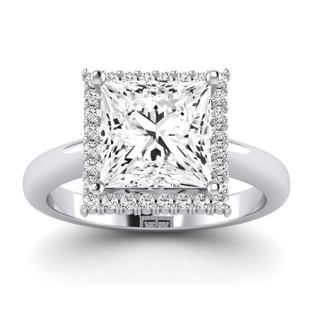 Calla Lily Moissanite Matching Band Only (does Not Include Engagement Ring) For Ring With Princess Center whitegold