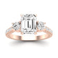 Primrose Moissanite Matching Band Only ( Engagement Ring Not Included) For Ring With Emerald Center rosegold