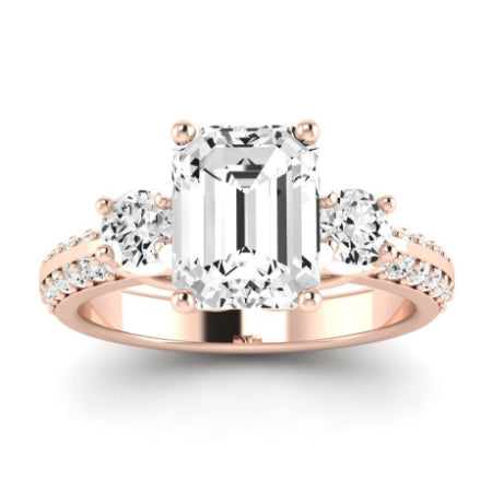 Thistle Moissanite Matching Band Only ( Engagement Ring Not Included) For Ring With Emerald Center rosegold