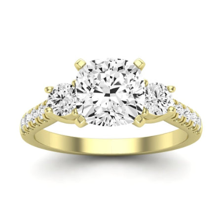 Primrose Moissanite Matching Band Only ( Engagement Ring Not Included) For Ring With Cushion Center yellowgold