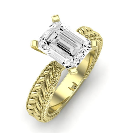 Azalea Diamond Matching Band Only (does Not Include Engagement Ring) For Ring With Emerald Center yellowgold