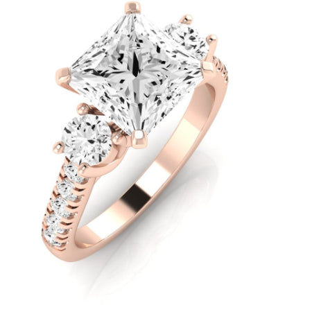Primrose Moissanite Matching Band Only ( Engagement Ring Not Included) For Ring With Princess Center rosegold
