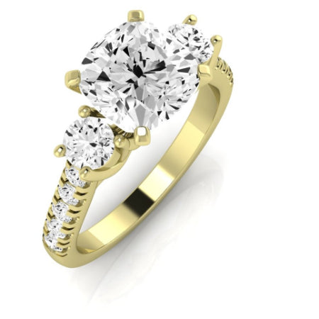 Primrose Moissanite Matching Band Only ( Engagement Ring Not Included) For Ring With Cushion Center yellowgold