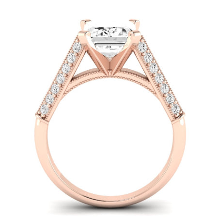 Iberis Moissanite Matching Band Only (does Not Include Engagement Ring) For Ring With Emerald Center rosegold