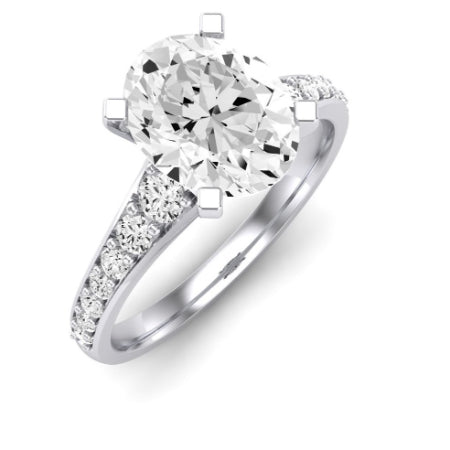 Holly Moissanite Matching Band Only (does Not Include Engagement Ring) For Ring With Oval Center whitegold