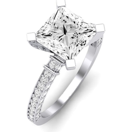 Daphne Diamond Matching Band Only (does Not Include Engagement Ring)  For Ring With Princess Center whitegold