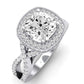 Clover Moissanite Matching Band Only ( Engagement Ring Not Included) For Ring With Cushion Center whitegold