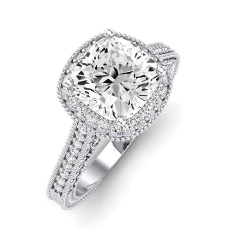 Wallflower Cushion Moissanite Bridal Set whitegold