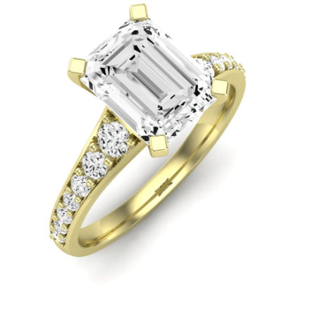 Holly Diamond Matching Band Only (does Not Include Engagement Ring) For Ring With Emerald Center yellowgold