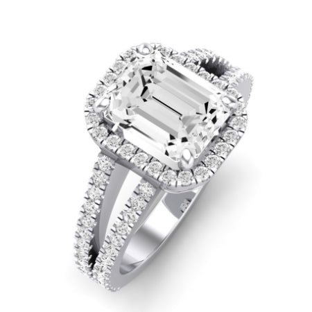 Freesia Moissanite Matching Band Only (does Not Include Engagement Ring) For Ring With Emerald Center whitegold