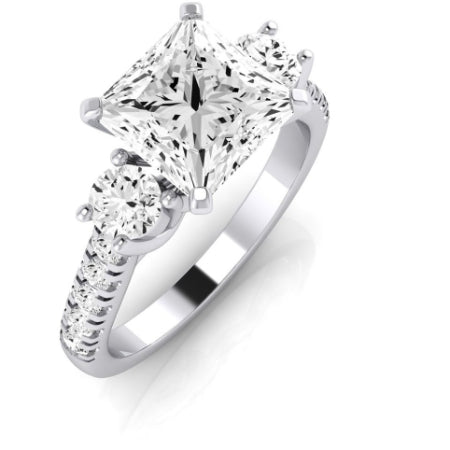 Primrose Moissanite Matching Band Only ( Engagement Ring Not Included) For Ring With Princess Center whitegold