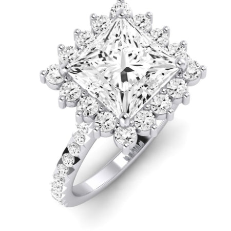 Gazania Moissanite Matching Band Only (does Not Include Engagement Ring) For Ring With Princess Center whitegold