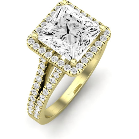 Silene Moissanite Matching Band Only ( Engagement Ring Not Included) For Ring With Princess Center yellowgold