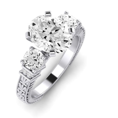 Angelonia Diamond Matching Band Only (does Not Include Engagement Ring) For Ring With Oval Center whitegold