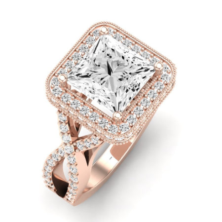 Clover Diamond Matching Band Only ( Engagement Ring Not Included) For Ring With Princess Center rosegold