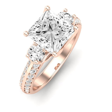 Thistle Diamond Matching Band Only (does Not Include Engagement Ring) For Ring With Princess Center rosegold