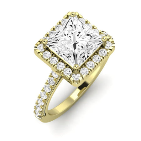 Florizel Moissanite Matching Band Only (does Not Include Engagement Ring) For Ring With Princess Center yellowgold