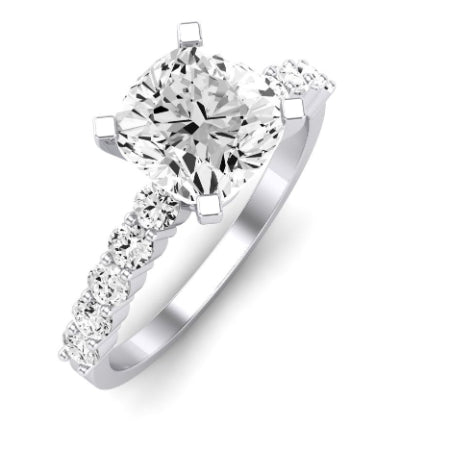 Magnolia Moissanite Matching Band Only (does Not Include Engagement Ring) For Ring With Cushion Center whitegold