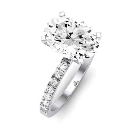 Dahlia Moissanite Matching Band Only (engagement Ring Not Included) For Ring With Oval Center whitegold
