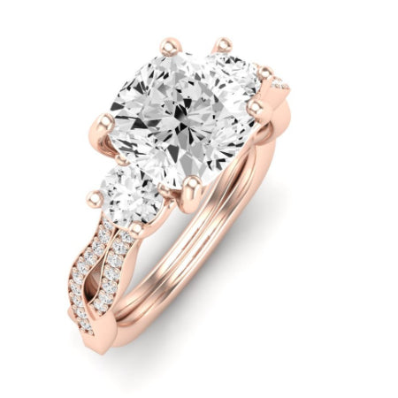 Bottlebrush Moissanite Matching Band Only (does Not Include Engagement Ring) For Ring With Cushion Center rosegold