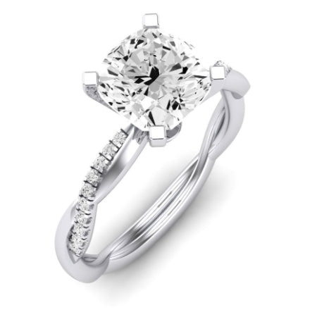 Iris Moissanite Matching Band Only (does Not Include Engagement Ring) For Ring With Cushion Center whitegold