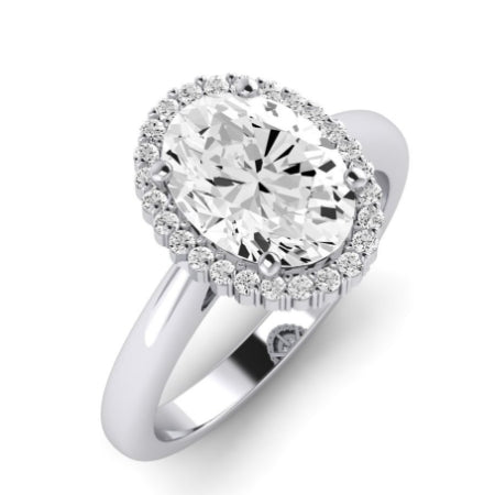 Calla Lily Moissanite Matching Band Only (does Not Include Engagement Ring) For Ring With Oval Center whitegold