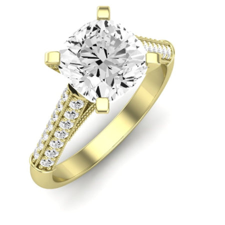 Iberis Moissanite Matching Band Only (does Not Include Engagement Ring) For Ring With Cushion Center yellowgold