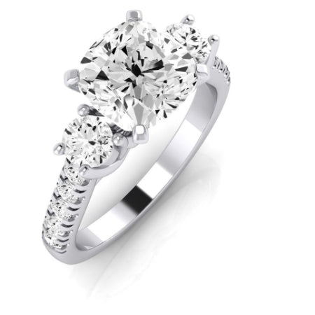 Primrose Moissanite Matching Band Only ( Engagement Ring Not Included) For Ring With Cushion Center whitegold