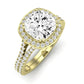 Tea Rose Moissanite Matching Band Only (does Not Include Engagement Ring) For Ring With Cushion Center yellowgold
