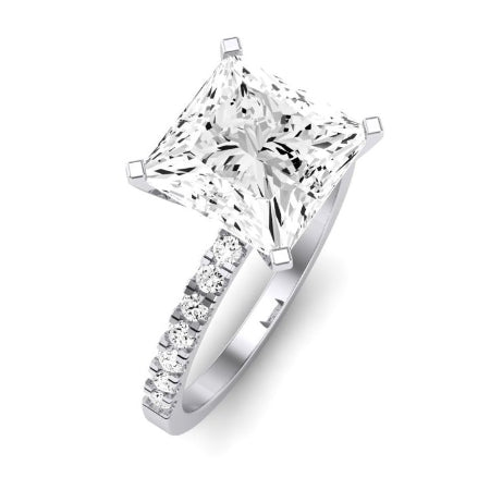 Dahlia Moissanite Matching Band Only (engagement Ring Not Included) For Ring With Princess Center whitegold