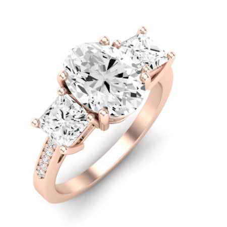 Dietes Moissanite Matching Band Only (does Not Include Engagement Ring) For Ring With Oval Center rosegold