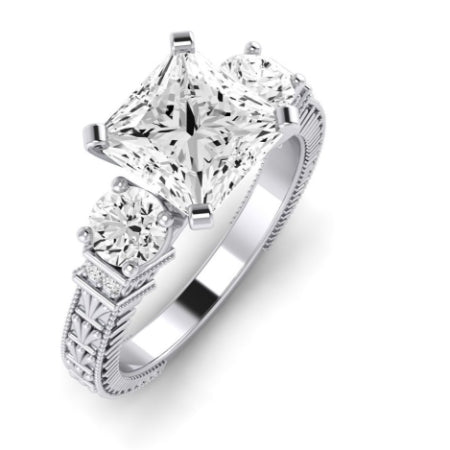 Angelonia Moissanite Matching Band Only (does Not Include Engagement Ring) For Ring With Princess Center whitegold