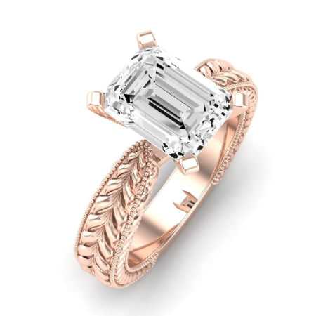 Azalea Diamond Matching Band Only (does Not Include Engagement Ring) For Ring With Emerald Center rosegold