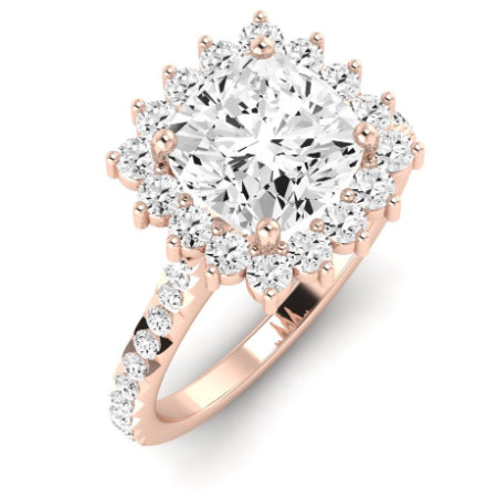 Gazania Moissanite Matching Band Only (does Not Include Engagement Ring) For Ring With Cushion Center rosegold