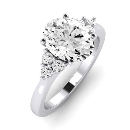 Alyssa Moissanite Matching Band Only (does Not Include Engagement Ring) For Ring With Oval Center whitegold