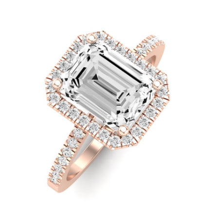 Bergenia Diamond Matching Band Only (does Not Include Engagement Ring ) For Ring With Emerald Center rosegold