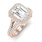 Tea Rose Moissanite Matching Band Only (does Not Include Engagement Ring) For Ring With Emerald Center rosegold