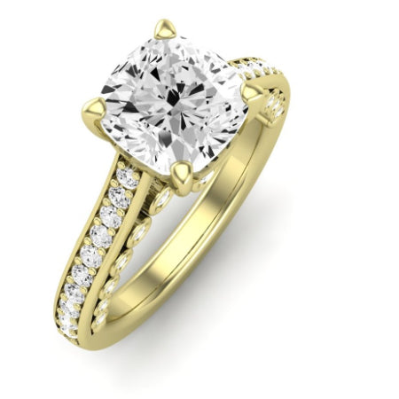 Nala Diamond Matching Band Only (does Not Include Engagement Ring) For Ring With Cushion Center yellowgold