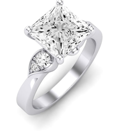 Hibiscus Diamond Matching Band Only (does Not Include Engagement Ring)  For Ring With Princess Center whitegold