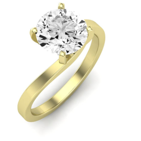 Zinnia Moissanite Matching Band Only ( Engagement Ring Not Included) For Ring With Round Center yellowgold