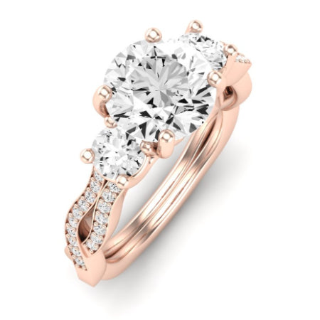 Bottlebrush Moissanite Matching Band Only (does Not Include Engagement Ring) For Ring With Round Center rosegold