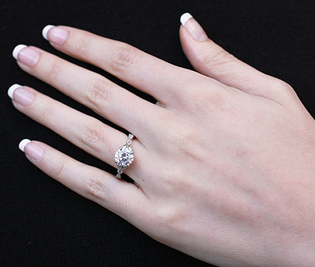 Laurel Round Moissanite Engagement Ring whitegold