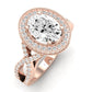 Clover Moissanite Matching Band Only ( Engagement Ring Not Included)  For Ring With Oval Center rosegold